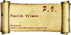 Pavlik Vilmos névjegykártya