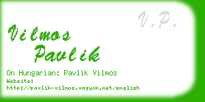 vilmos pavlik business card